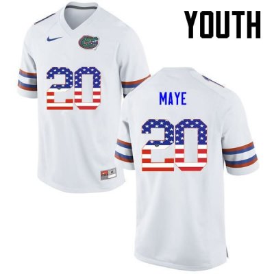 Youth Florida Gators #20 Marcus Maye NCAA Nike White USA Flag Fashion Authentic Stitched College Football Jersey IWA0362MS